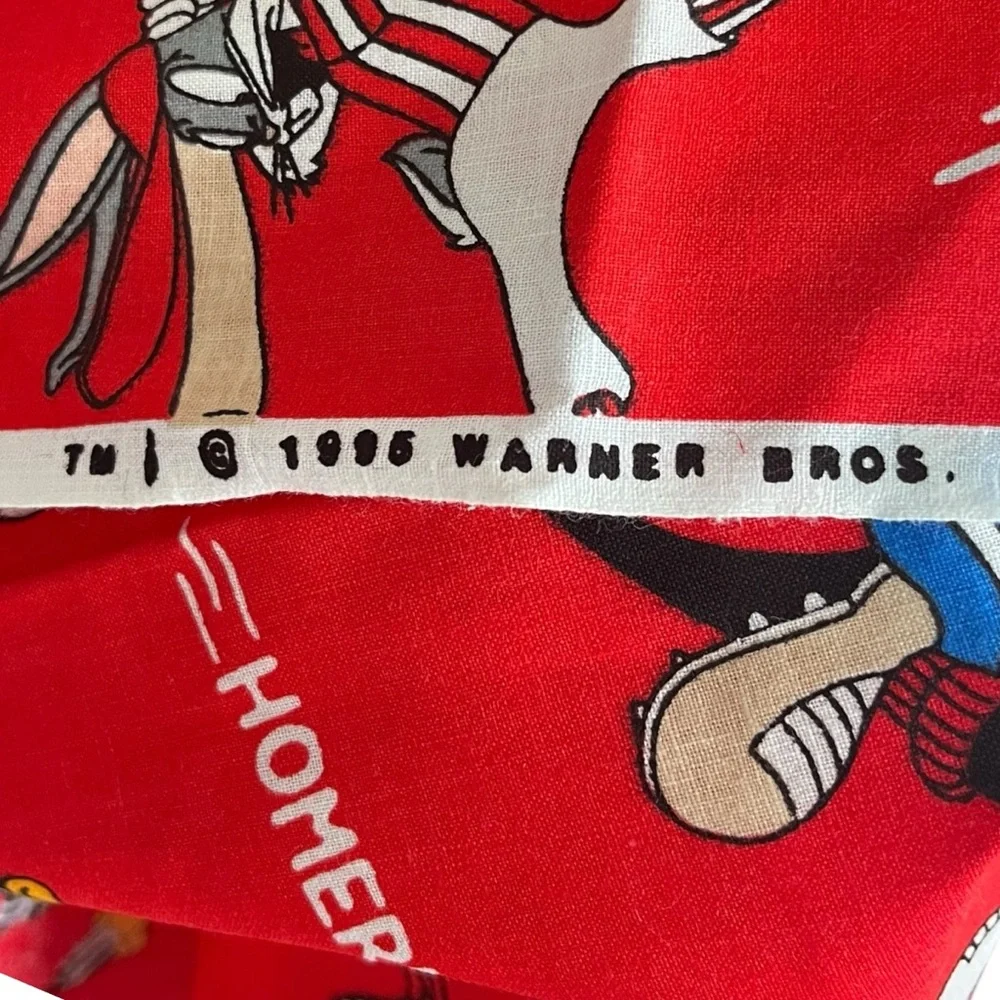Vintage Lot of 90s Looney Tunes Fabric Sports Taz Daffy Bugs Colorful Crafts
